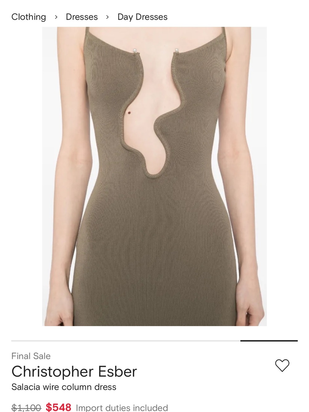 Christopher Esber Olive Sculptural Cutout Column Dress - Picture 1 of 5